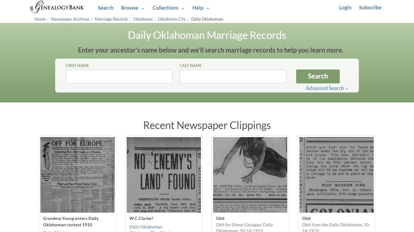 Daily Oklahoman Marriage Records Online Search - NewsBank